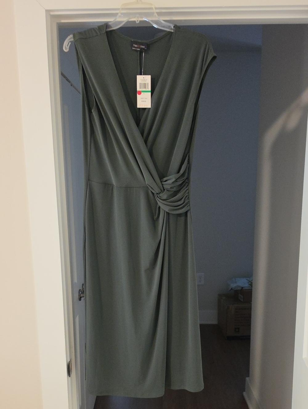 Wrap-Style Olive Green Women's Dress